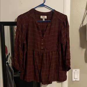 Wrangler Burgundy Plaid Blouse